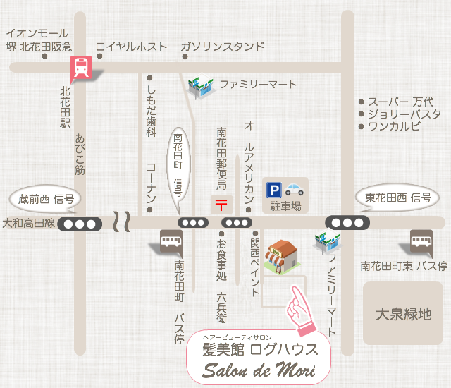 髪美館 ログハウス Salon de Mori サロンドモリ 地図